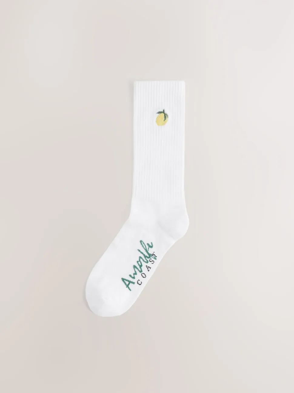 White Fruit Pattern Embroidered Sports Socks 4 Pack