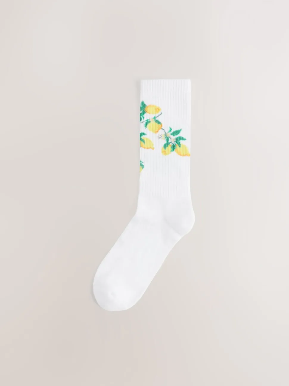 White Fruit Pattern Embroidered Sports Socks 4 Pack