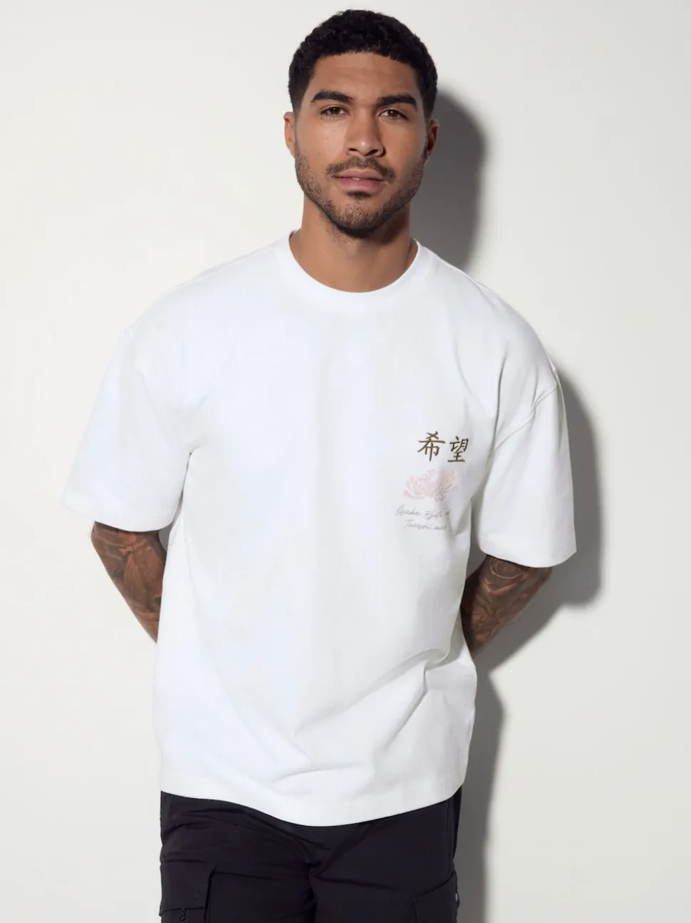 White Japan Relaxed Fit Graphic Print Heavy Weight T-Shirt