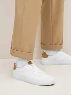 White Lace-Up Low Trainers