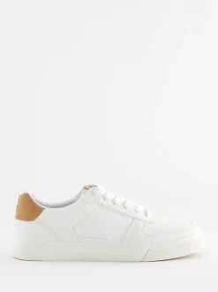 White Lace-Up Low Trainers