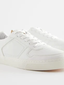 White Lace-Up Low Trainers