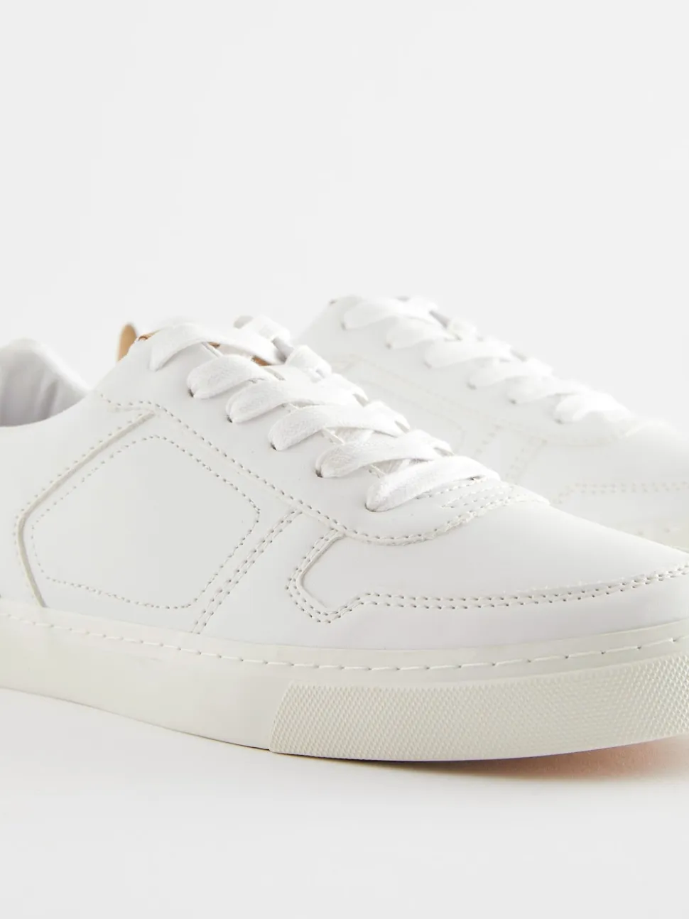 White Lace-Up Low Trainers