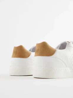 White Lace-Up Low Trainers