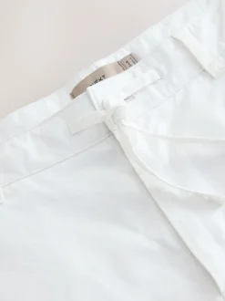 White Linen Blend Trousers