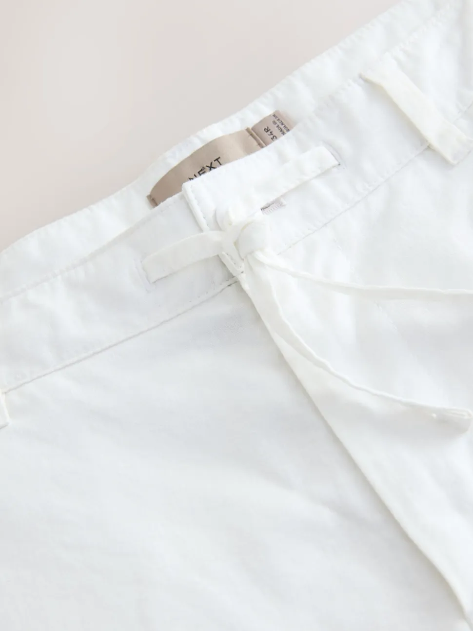 White Linen Blend Trousers