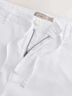 White Linen Blend Trousers