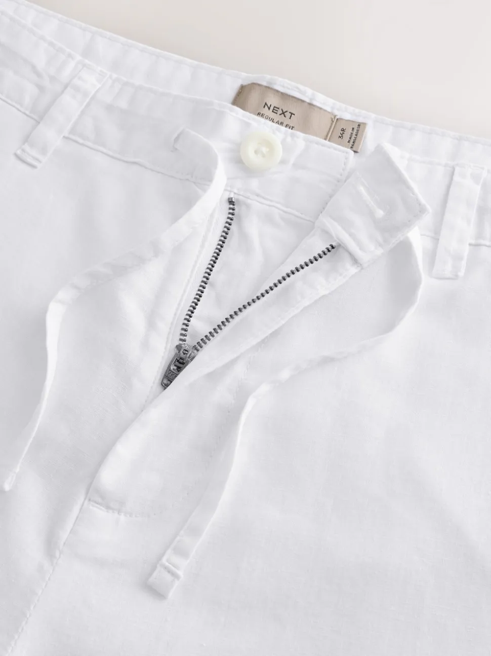 White Linen Blend Trousers