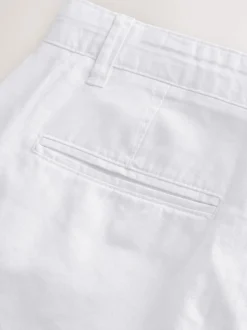White Linen Blend Trousers