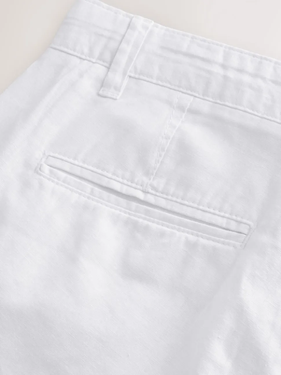 White Linen Blend Trousers