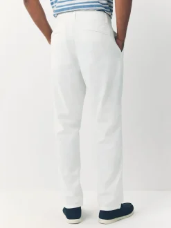 White Linen Blend Trousers