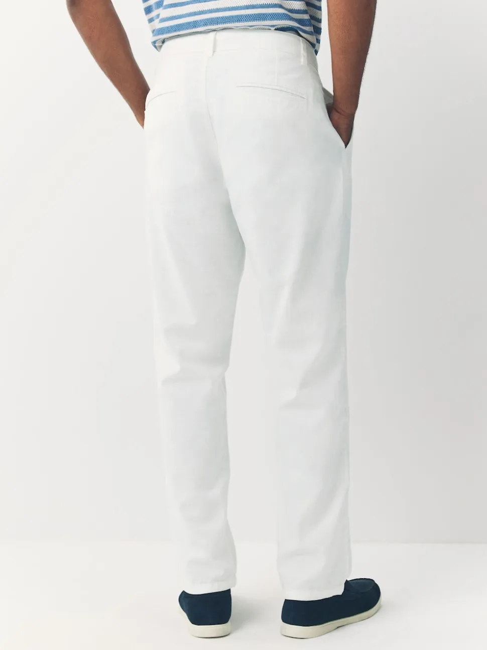 White Linen Blend Trousers