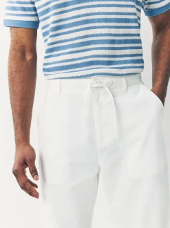 White Linen Blend Trousers