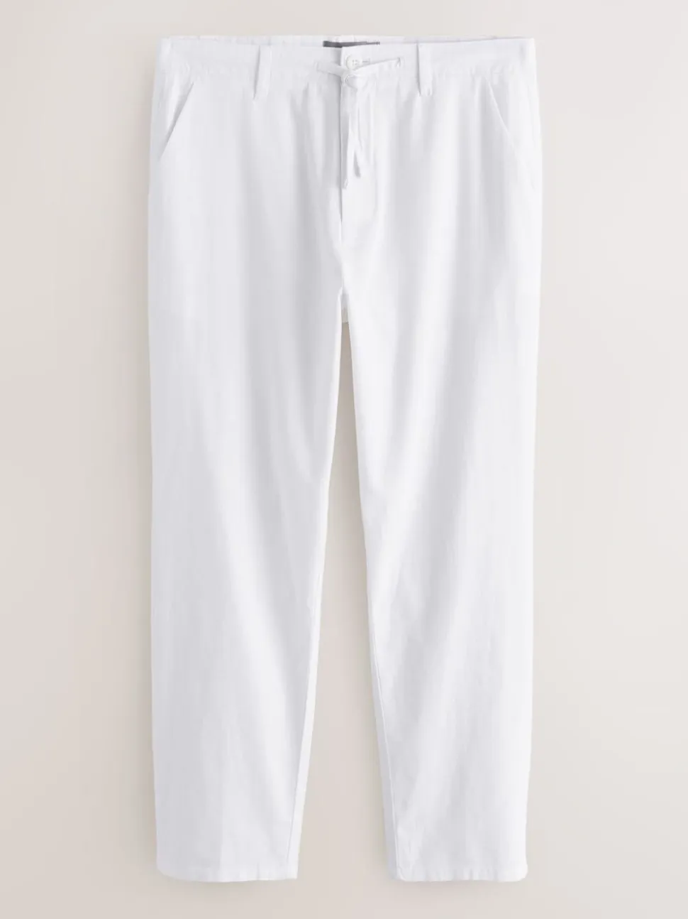 White Linen Blend Trousers