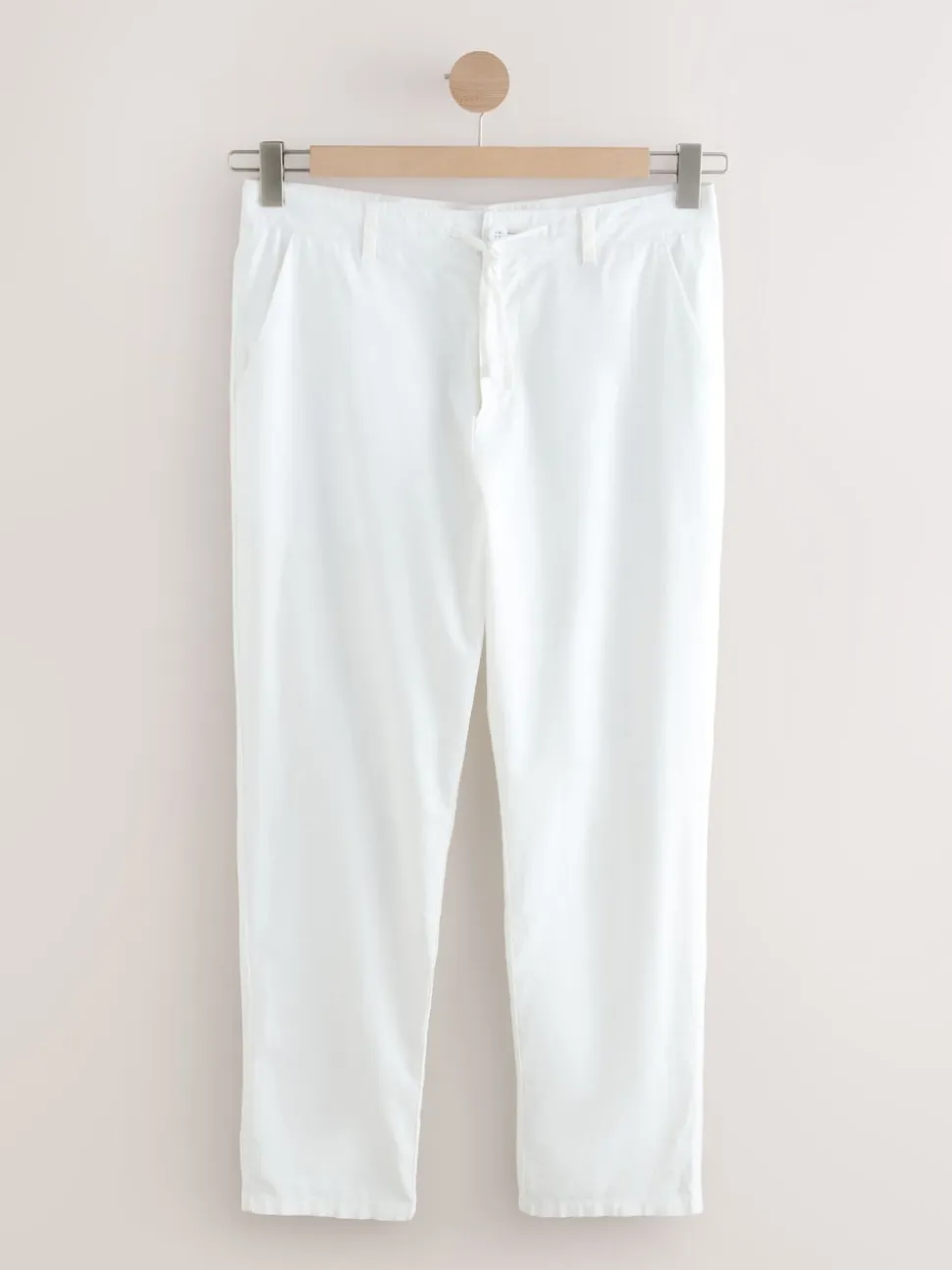 White Linen Blend Trousers