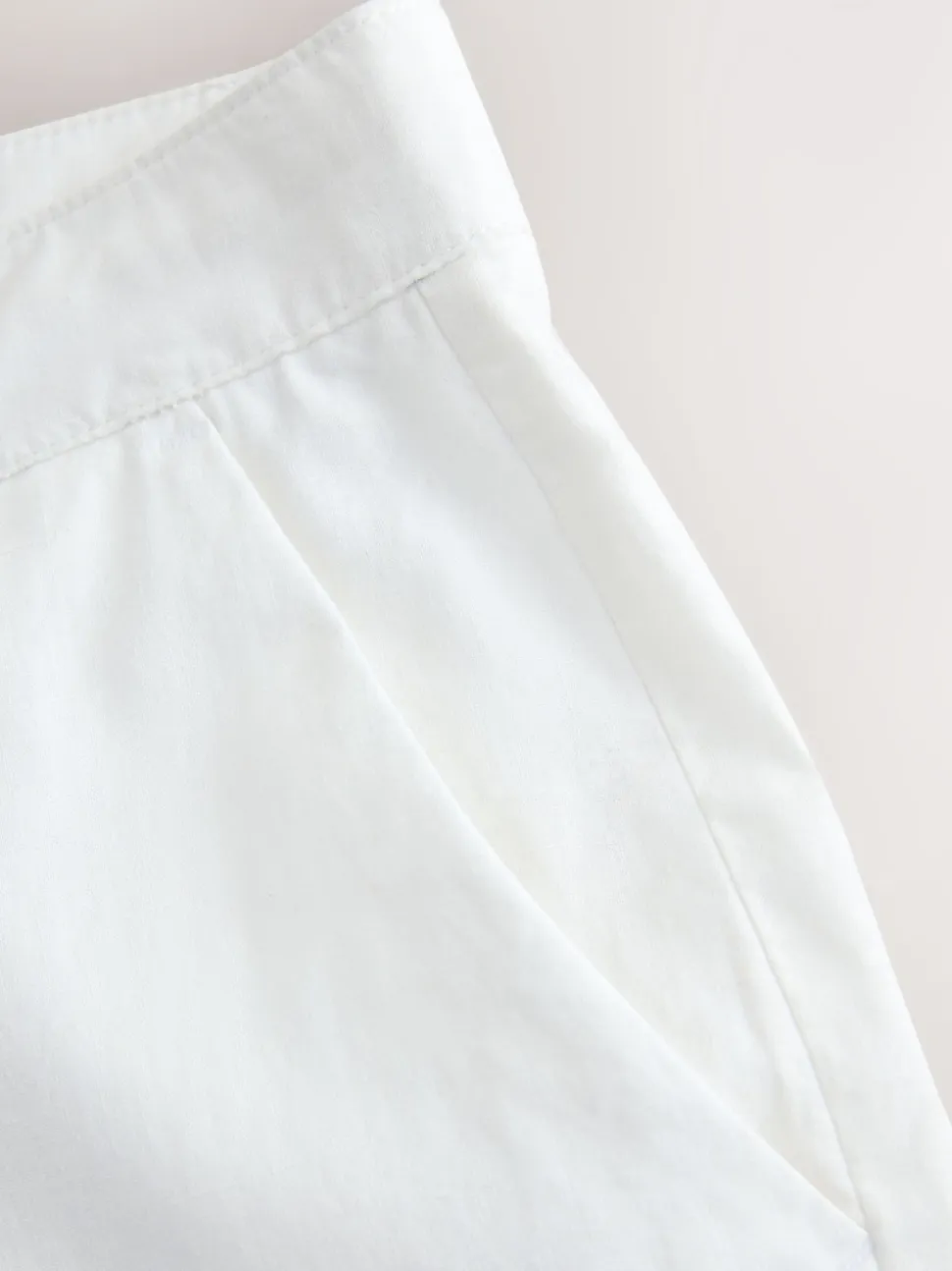 White Linen Blend Trousers