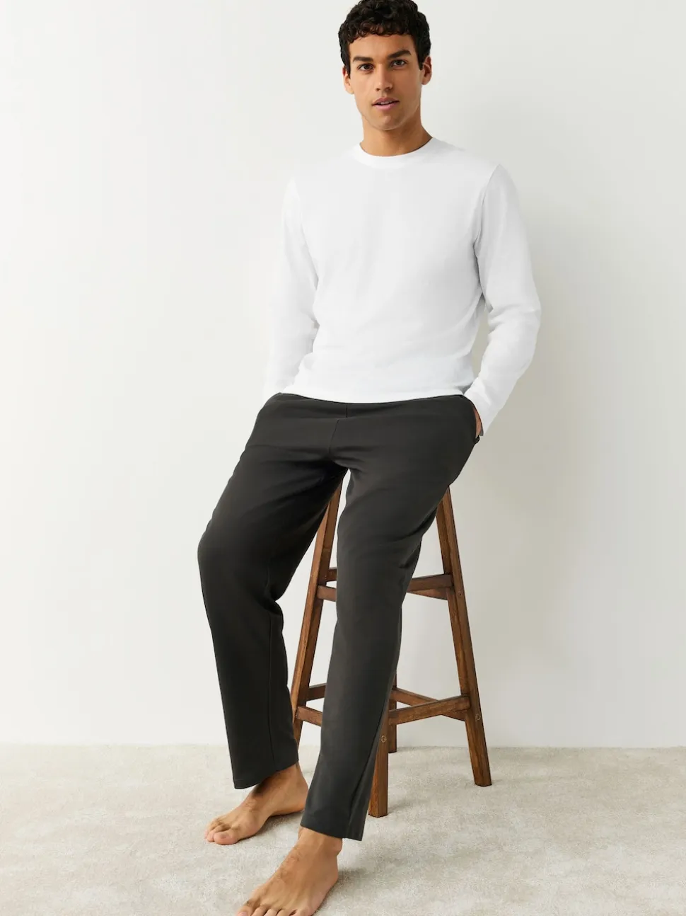 White Long Sleeve Layering T-Shirts 5 Pack