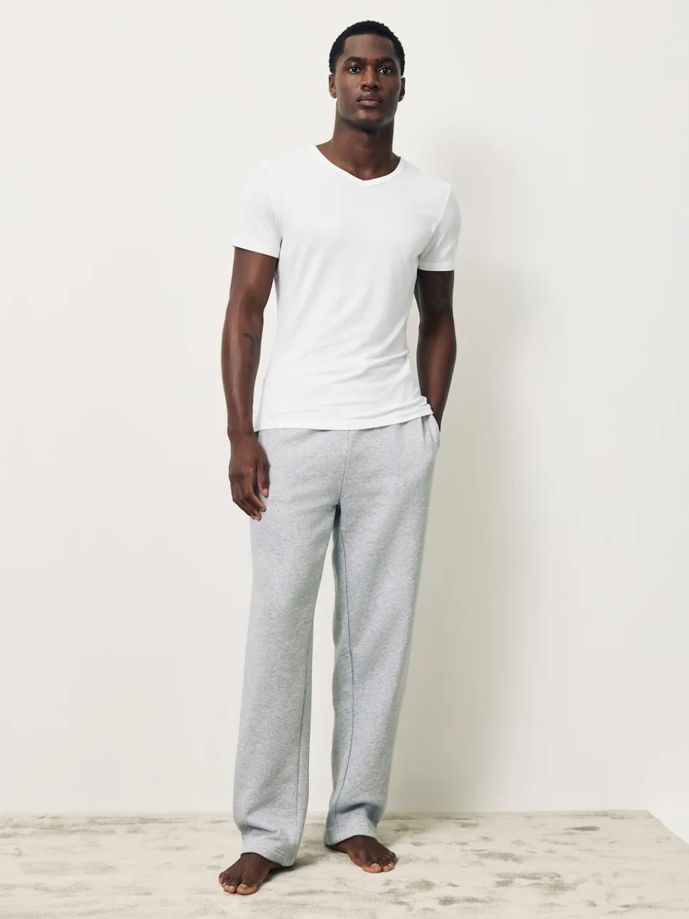 White Modal Layering V-Neck T-Shirt 5 Pack