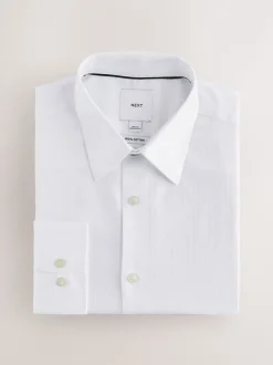 White Monogram Regular Fit Geometric Print Long Sleeve Smart Shirt