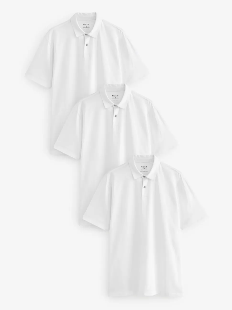 White Plain Short Sleeve Jersey Polo Shirts 3 Pack