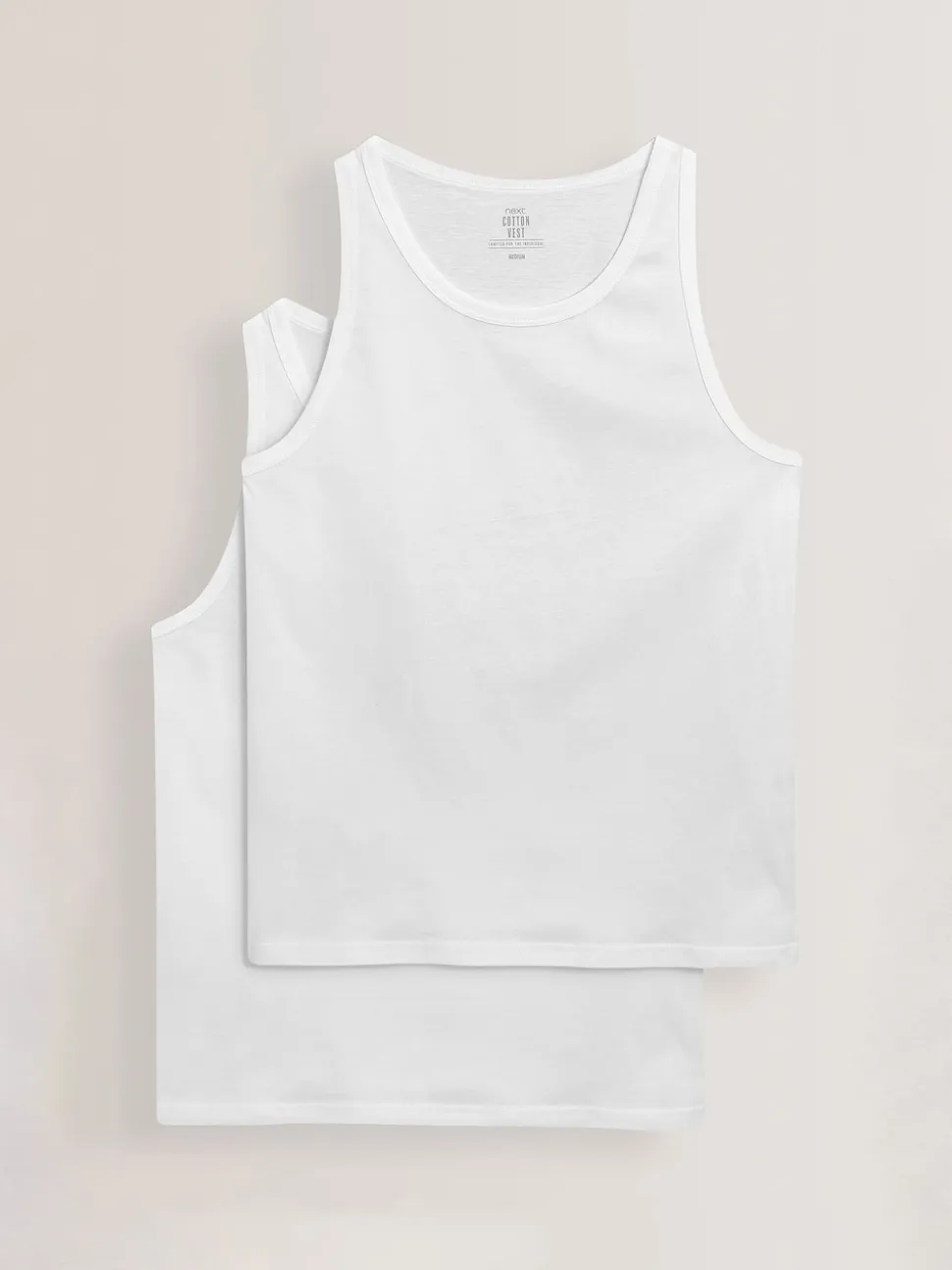 White Pure 100% Cotton Layering Vests 2 Pack