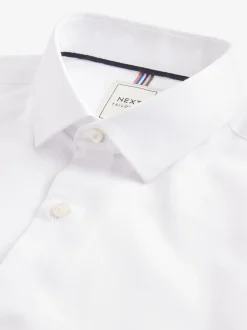 White Regular Fit Double Cuff Easy Care Textured Smart Shirt