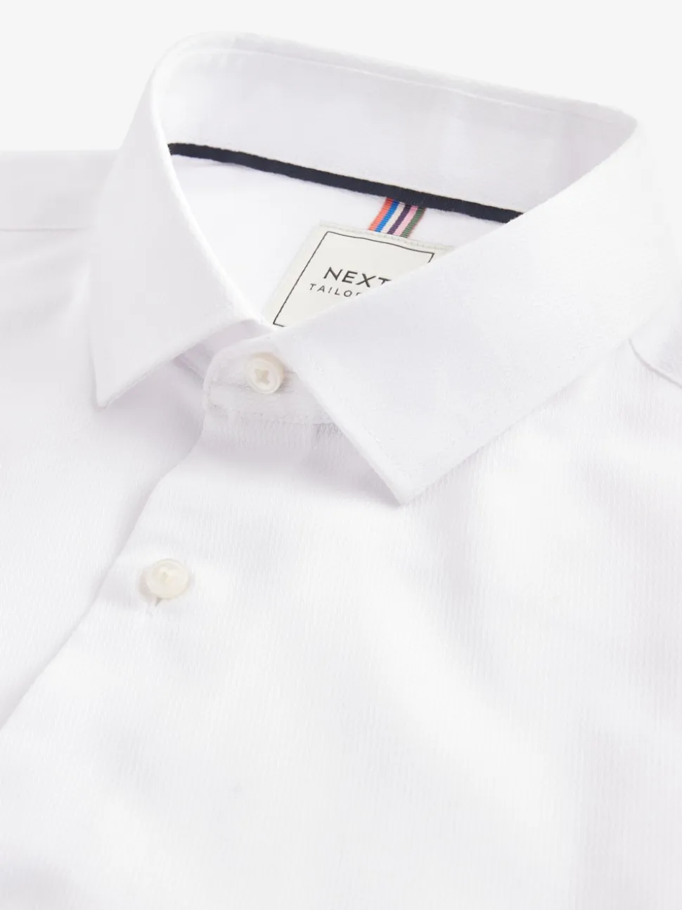 White Regular Fit Double Cuff Easy Care Textured Smart Shirt
