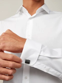 White Regular Fit Easy Care Double Cuff Smart Shirt