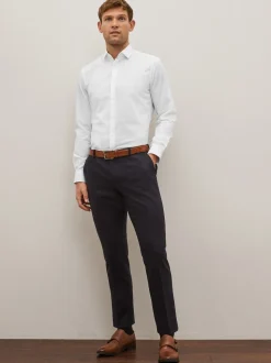 White Regular Fit Easy Care Textured Single Cuff Smart Shirt