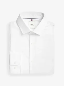 White Regular Fit Easy Care Textured Single Cuff Smart Shirt