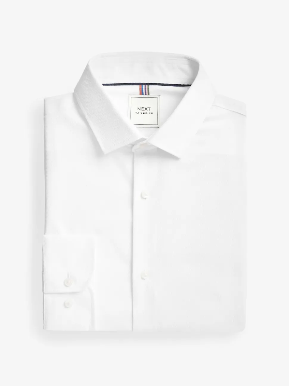White Regular Fit Easy Care Textured Single Cuff Smart Shirt