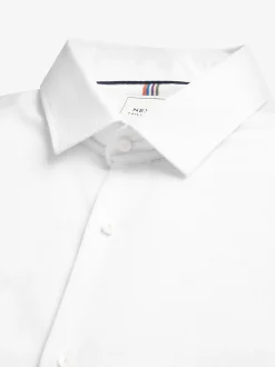 White Regular Fit Easy Care Textured Single Cuff Smart Shirt