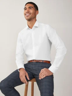 White Regular Fit Easy Care Single Cuff Smart Shirt