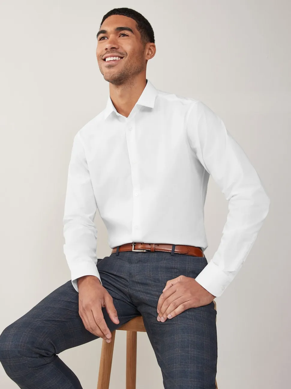 White Regular Fit Easy Care Single Cuff Smart Shirt