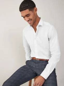White Regular Fit Easy Care Single Cuff Smart Shirt