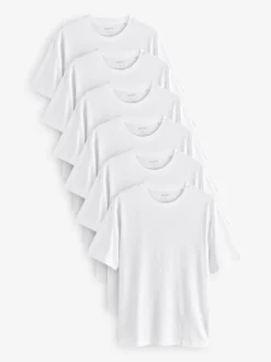 White Regular Fit Essential Cotton T-Shirts 6 Pack