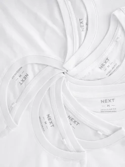 White Regular Fit Essential Cotton T-Shirts 6 Pack