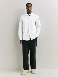 White Regular Fit Long Sleeve Oxford Shirt