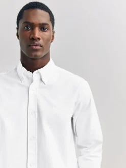 White Regular Fit Long Sleeve Oxford Shirt