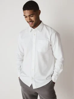 White Regular Fit Long Sleeve Oxford Shirt