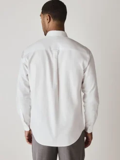 White Regular Fit Long Sleeve Oxford Shirt