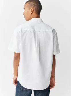 White Regular Fit Short Sleeve Oxford Shirt