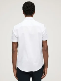 White Regular Fit Short Sleeve Easy Iron Button Down Oxford Shirt