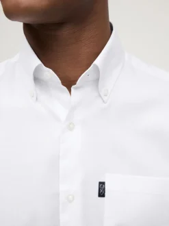 White Regular Fit Short Sleeve Easy Iron Button Down Oxford Shirt