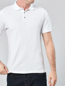 White Regular Fit Short Sleeve Pique Polo Shirt