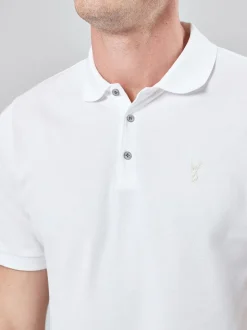 White Regular Fit Short Sleeve Pique Polo Shirt