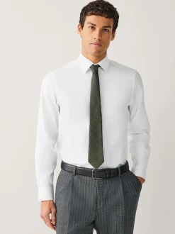 White Regular Fit Signature Textured Long Sleeve Shirt