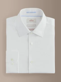 White Regular Fit Signature Textured Long Sleeve Shirt