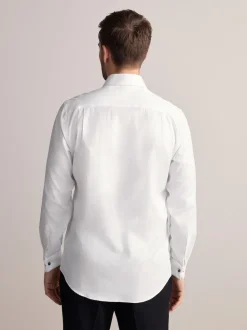 White Regular Fit Signature Premium 100% Cotton Textured Smart Shirt