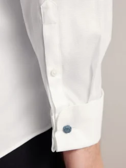 White Regular Fit Signature Premium 100% Cotton Textured Smart Shirt